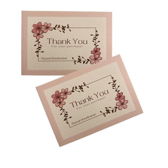 Thank You Cards for Customer , White Modern Floral Thank You Card - Picture 1 of 10